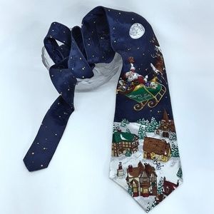 Santa Delivering Presents Merry Christmas Blue Tie